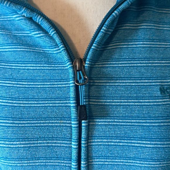 The North Face Women's Size L Teal Full Zip Blue Striped Fleece Polartec Fleece - Picture 5 of 9